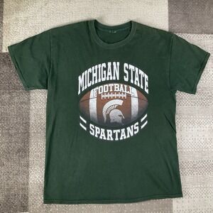 Michigan State‎ Spartans Football Graphic T Shirt Mens Size L Green Collegiate
